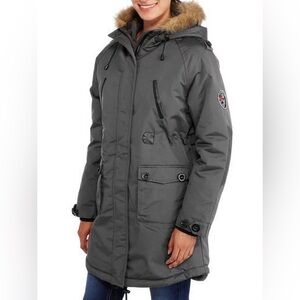 Womens Farenheit Outerwear Gray Heavyweight Winter Parka Size L